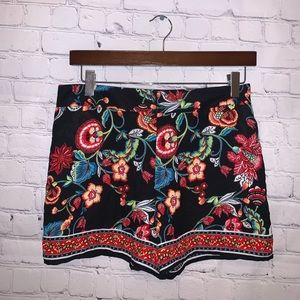 by x by black & red floral high waist shorts size M